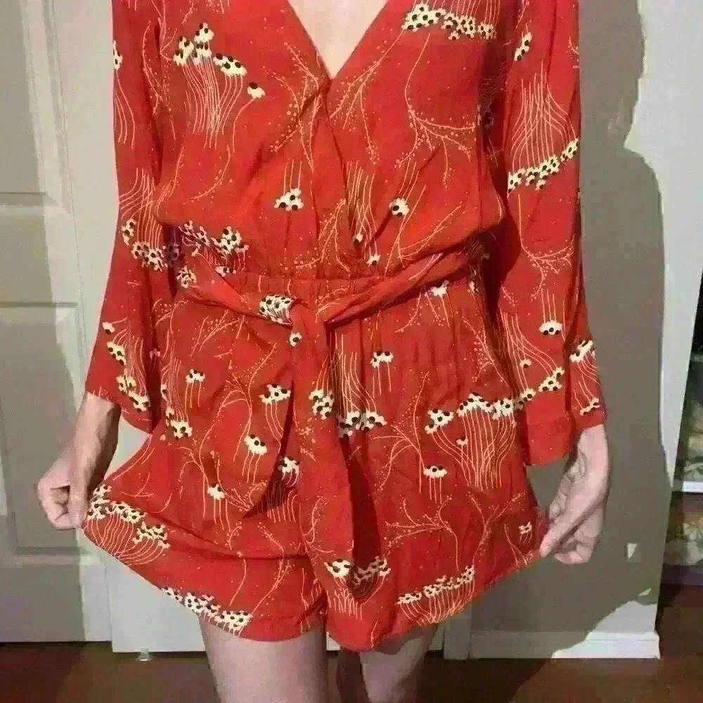 BA&SH Womens Khan Rogue Floral Rayon Wrap Jumpshort Revolve Romper Size US 4 XS - Picture 6 of 16